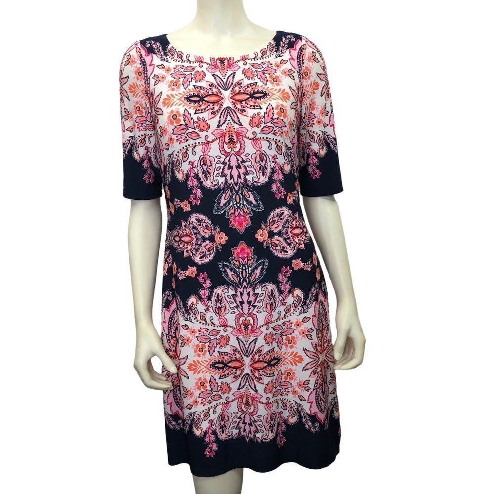 Eliza J Women's Patterned Elbow Sleeve Shift Dress DRESS SZ 8
